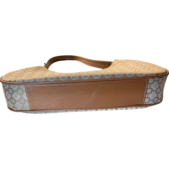 Nine West Y2K Vintage Tan Brown Geometric Print Buckled Shoulder Zipper Purse - Picture 7 of 11